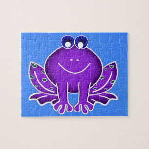 Puzzle cute purple frog