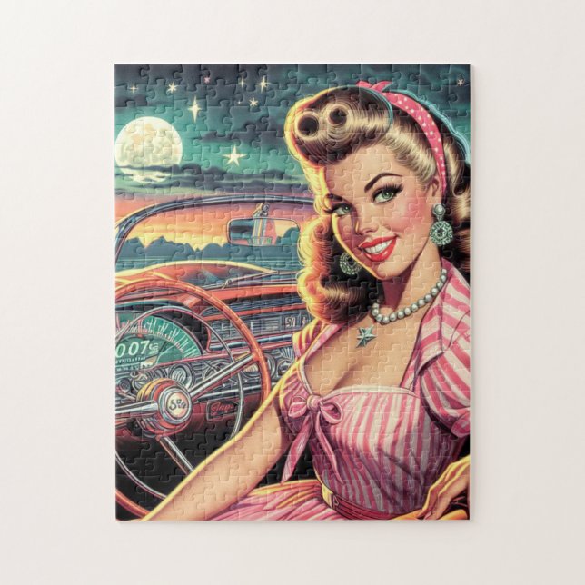 Puzzle Cute Retro Girl (Vertical)