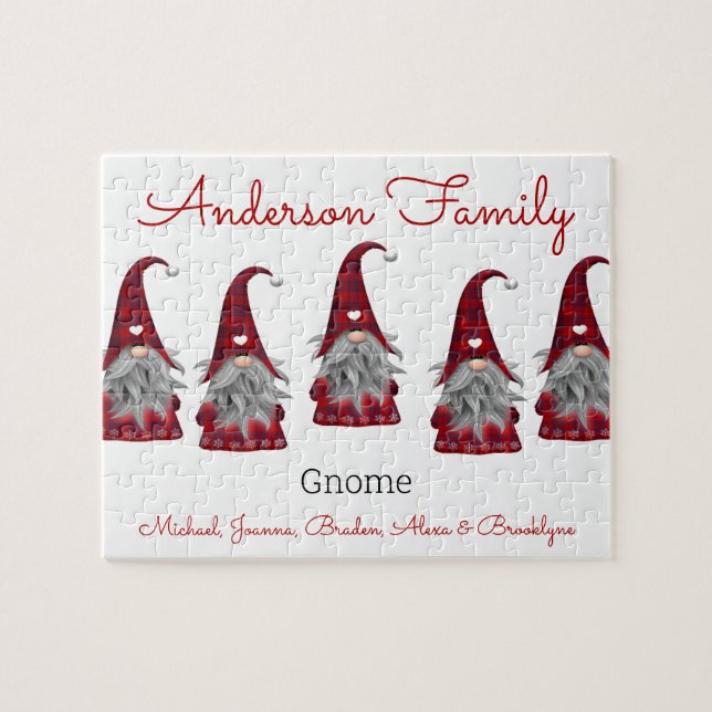 Puzzle Cute Rustique Plaid Personnalisé Noël Gnome Elf (Horizontal)