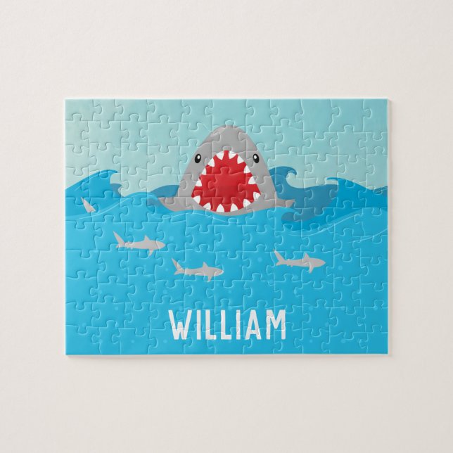Puzzle Cute Shark in Water Nom d'ajout (Horizontal)