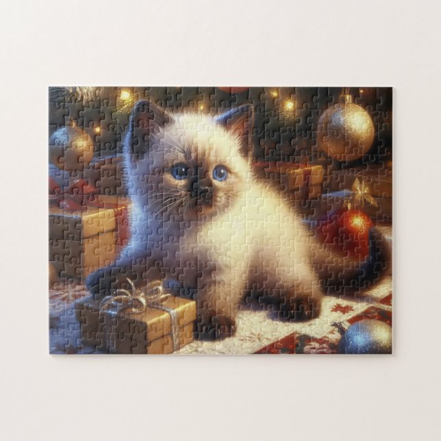Puzzle Cute Siamese Kitten Noël (Horizontal)