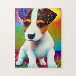 Puzzle Cute Terrier Puppy Sparkle Gros plan