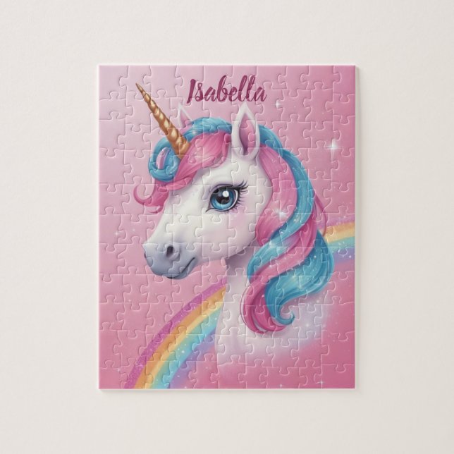 Puzzle Cute Unicorn Avec Belle Mane Personnalisée Fille (Vertical)