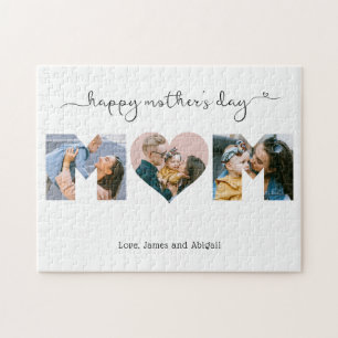 Puzzle Cute Unique 3 Photo Heart Mama Happy Mother's Day