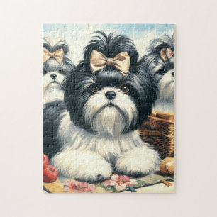 Puzzle Cute Vintage peinture Shih-Tzu