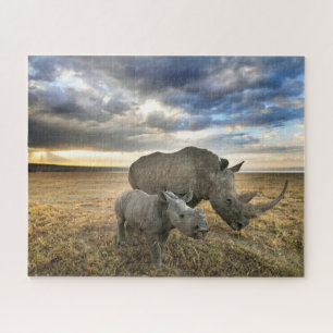 Puzzle Cutest Baby Animals   White Rhino & Calf