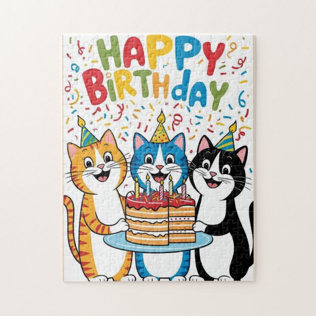 Puzzle Cuts Happy birthday card (Vertical)