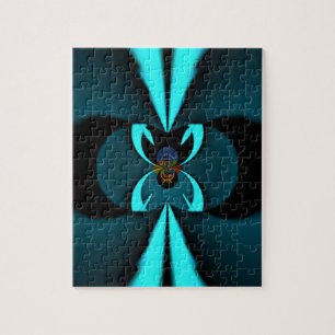 Puzzle Cyan et Black Abstrait Art Print