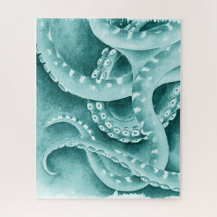 Puzzle Cyan Green tentacules monochrome