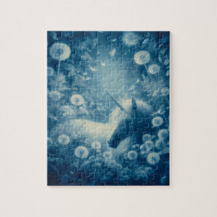 Puzzle Cyanotype Dandelion Unicorn Dreams