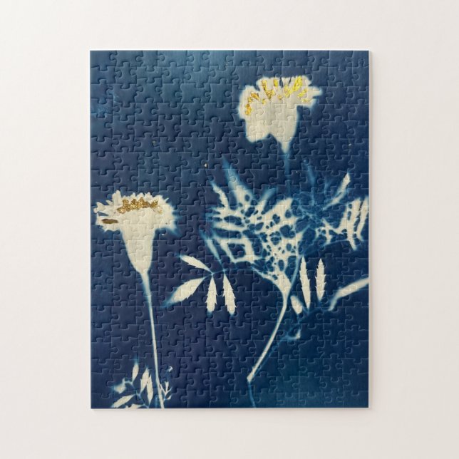 Puzzle Cyanotype Marigold (Vertical)
