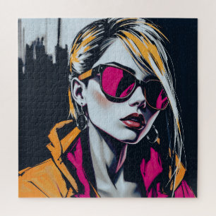 Puzzle Cyberpunk Rebel Girl - Art numérique élégant