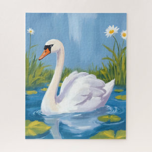 Puzzle Cygne blanc   Peinture d'oiseau à l'aquarelle sur 