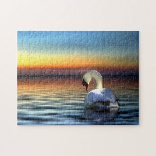 Puzzle Cygne et coucher de soleil Beau serein