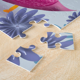 Puzzle Cygne Rose Fantaisiste : Motif de Rêve Floral Past