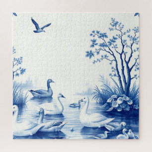 Puzzle Cygnes de Blue Willow sur un lac
