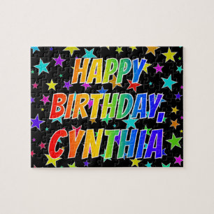 Puzzle "CYNTHIE" Prénom, Amusant "HEUREUX ANNIVERSAIRE"