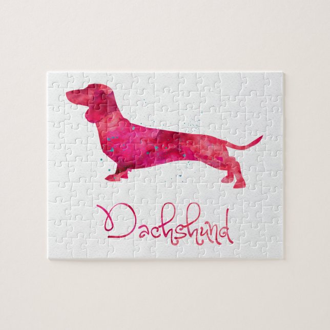 Puzzle Dachshund - Design aquarelle (Horizontal)