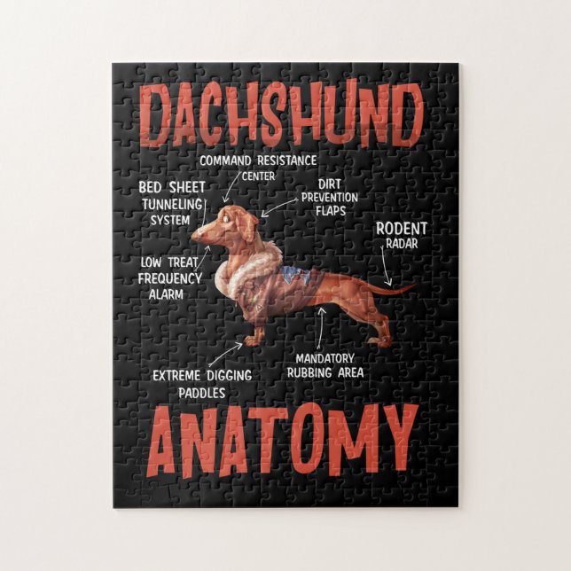 Puzzle Dachshund mignonne pour Wiener Doxie amoureux Anat (Vertical)