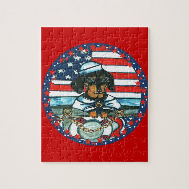 PUZZLE DACHSHUND NAVY (Vertical)