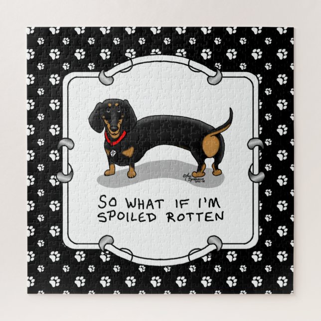 Puzzle Dachshund pourri (S noir & tan) mignon chien (Vertical)