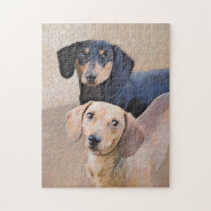 Puzzle Dachshund (Smooth) Peinture - Art Chien original