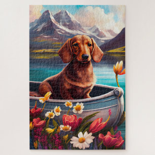 Puzzle Dachshund sur une pagaie : une aventure Pittoresqu