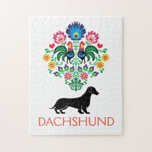 Puzzle Dachshund Welcome hex Sign, modifier le texte