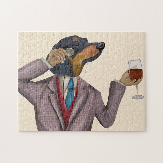 Puzzle Dachshund Wine Snob (Horizontal)