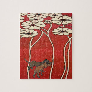 Puzzle Dachshunds en fleurs