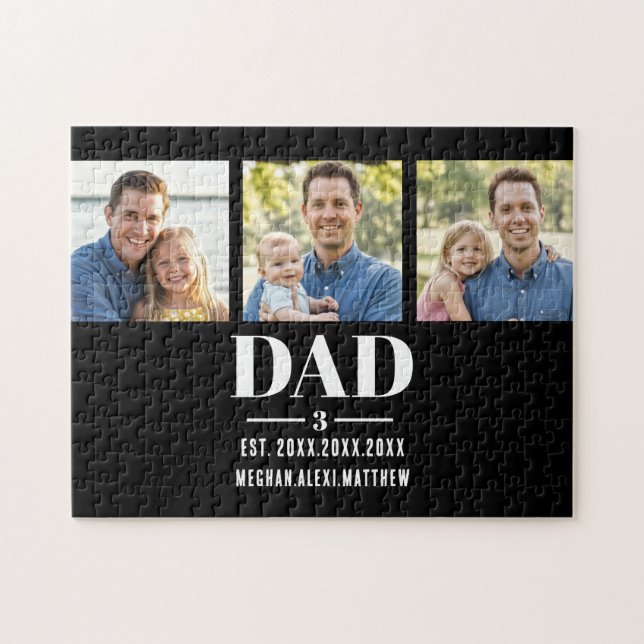 Puzzle Dad Est. Year Name Number Bold Font 3 Photo (Horizontal)