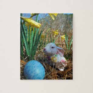 Puzzle Daffodils and Blue Easter egg