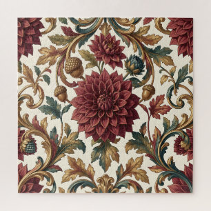Puzzle Dahlia de Bourgogne à l'écorçe d'or Baroque Floral