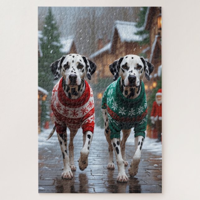 Puzzle Dalmatian Dogs Christmas Snow Holiday  (Vertical)