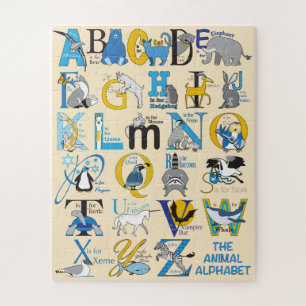 Puzzle d'alphabet animal 16x20 pour enfants à aveu