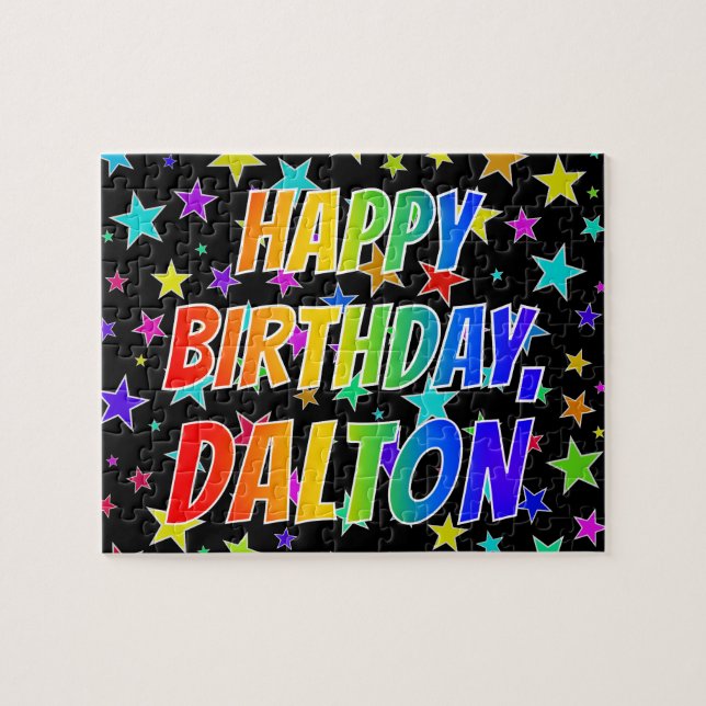 Puzzle "DALTON" Prénom, Amusant "HEUREUX ANNIVERSAIRE" (Horizontal)