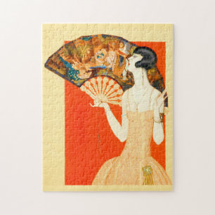 Puzzle dame art déco avec ventilateur