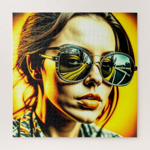Puzzle Dame cool dans des lunettes de soleil reflet d'une