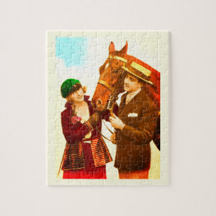 Puzzle Dame et argent avec l'art vintage cheval