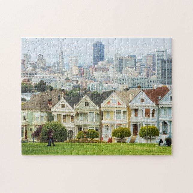 Puzzle Dames peintes, maisons victoriennes et horizon (Horizontal)
