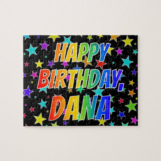 Puzzle "DANA" Prénom, Amusant "HEUREUX ANNIVERSAIRE" (Horizontal)