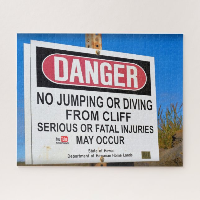 Puzzle DANGER - No Cliff Diving - Hawaii - 16x20 - 520 pc (Horizontal)