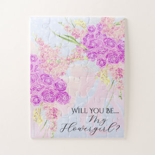 Puzzle Dans le ruban bleu rose et le bouquet de roses - F