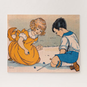 Puzzle Dans les années 1920, fille et garçon jouant au ma