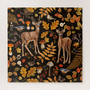 Puzzle Dans les bois / Cerf d'automne sur noir