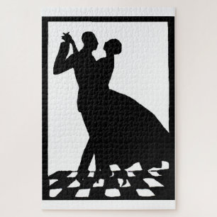 Puzzle danse de couples de silhouette dans l'obscurité