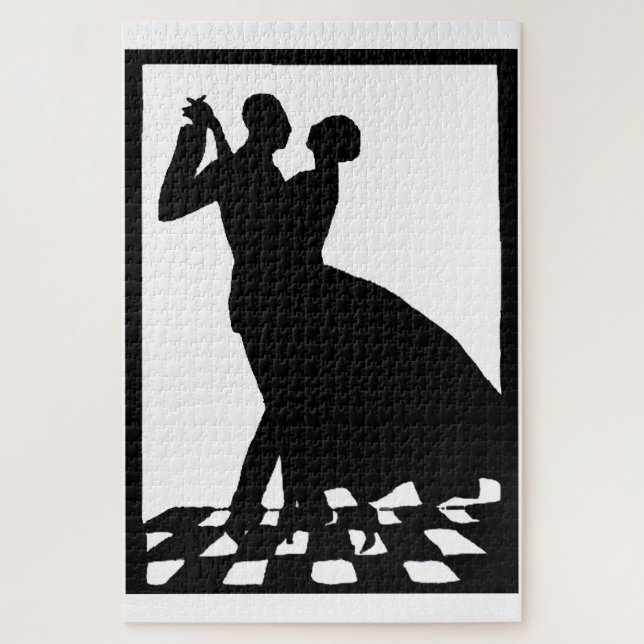 Puzzle danse de couples de silhouette dans l'obscurité (Vertical)