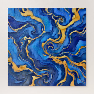 Puzzle Danse Royale Riche Bleu Royal Or Abstrait