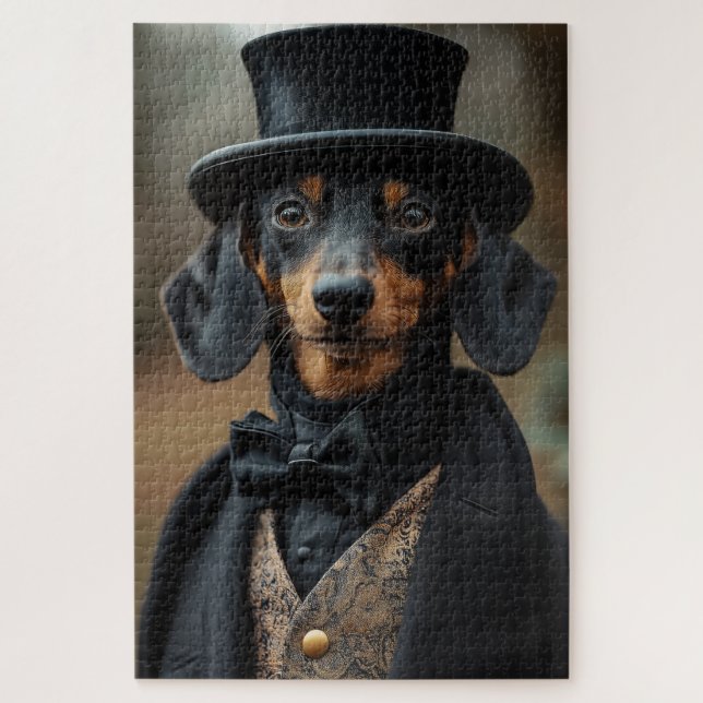 Puzzle Dapper Dachshund dans l'élégante cour victorienne (Vertical)