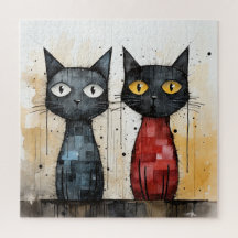 Puzzle d'aquarelle de deux chats